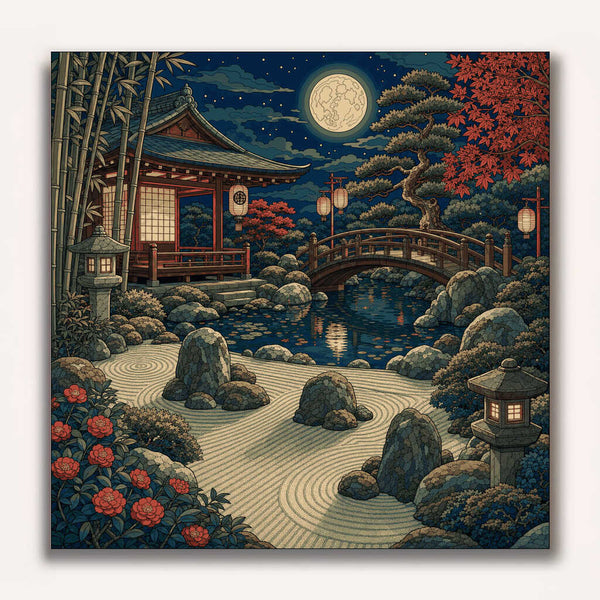Paint by Numbers - Moonlight over the Zen garden
