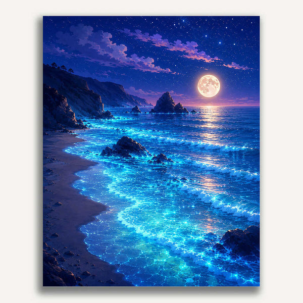 Paint by Numbers - Magical moonlit night by the ocean