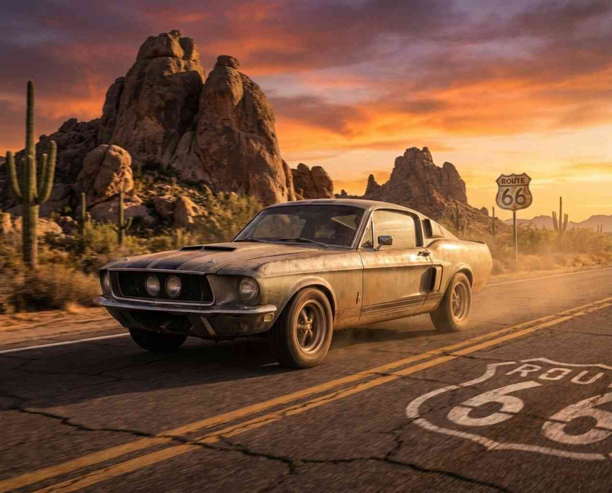 Paint by Numbers - Route 66, Freedom at Sunset