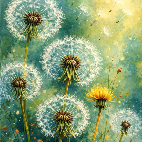 Paint by Numbers - Dandelions in green