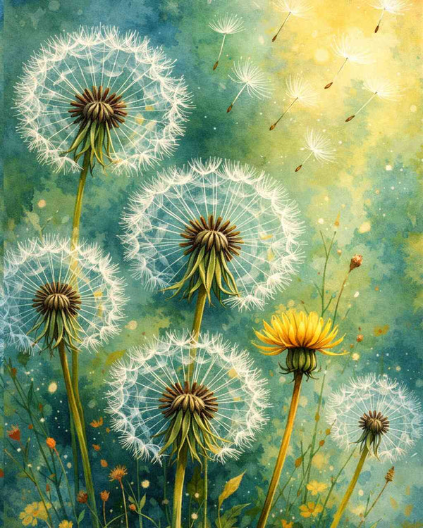 Paint by Numbers - Dandelions in green
