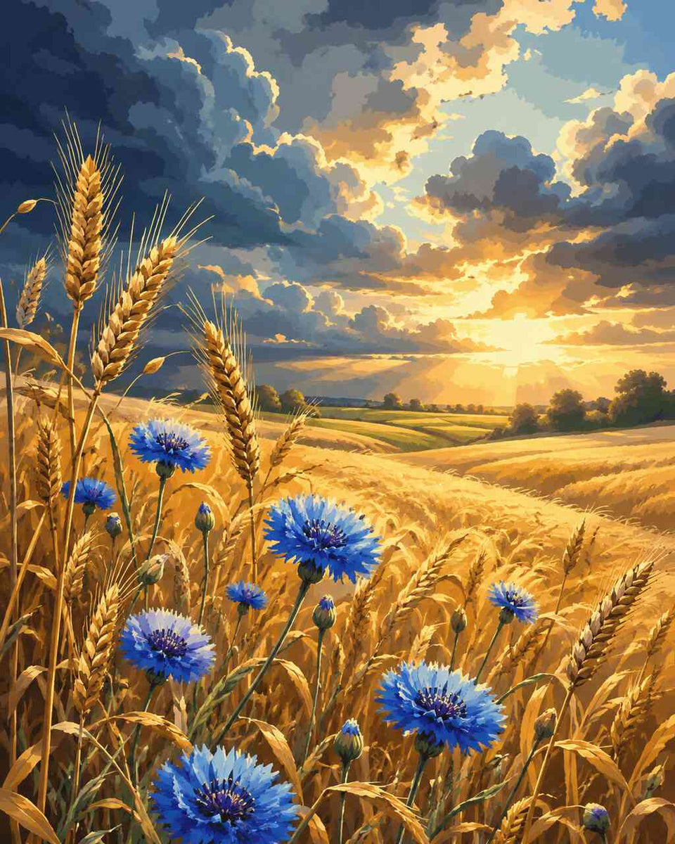 Paint by Numbers - Cornflower poetry in the evening light