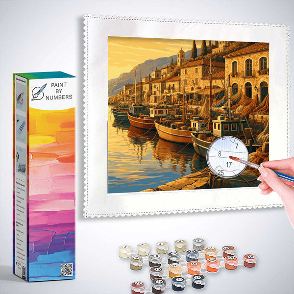 Paint by Numbers - Sunset at the Mediterranean port