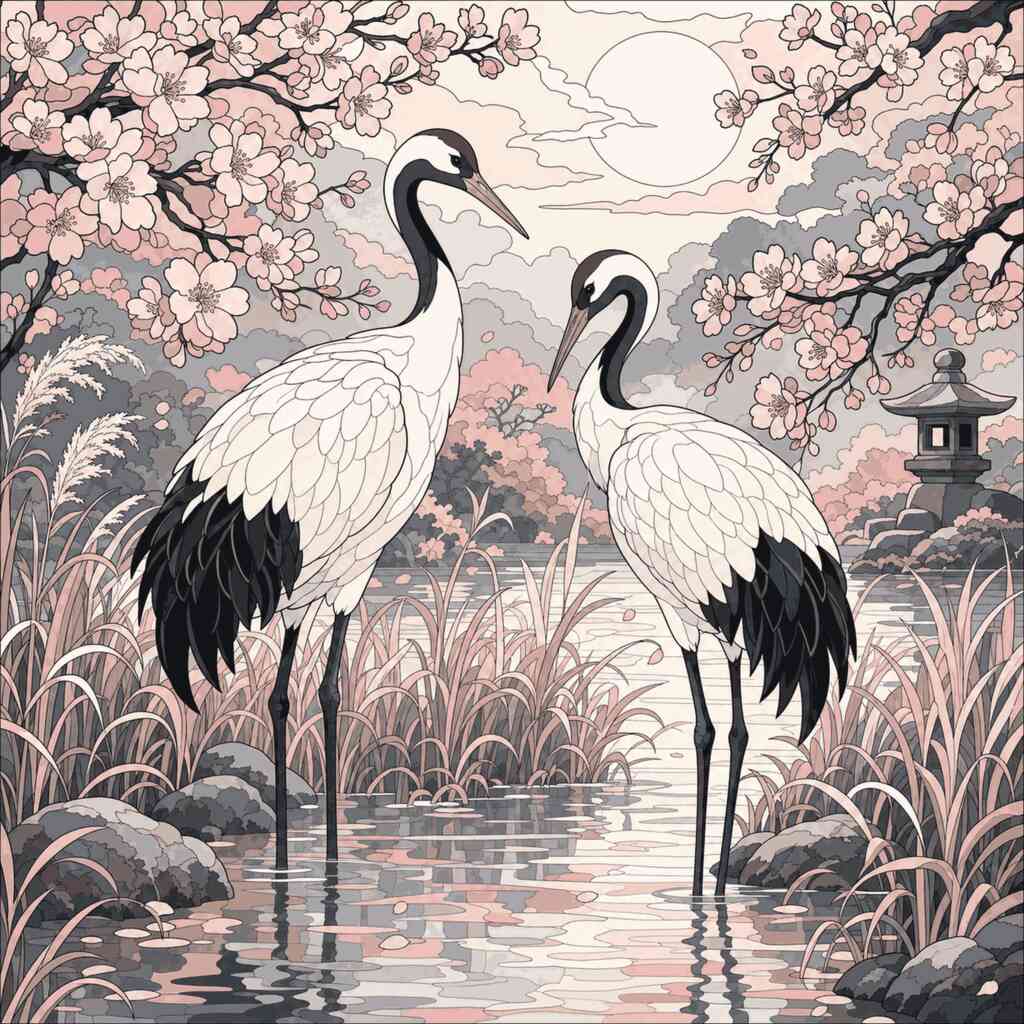 Paint by Numbers - Quiet harmony in the cherry blossom grove