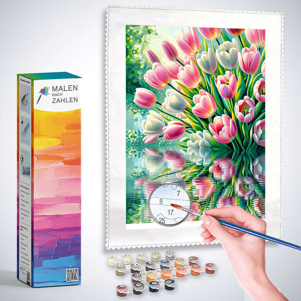 Paint by Numbers - Tulip bouquet, water