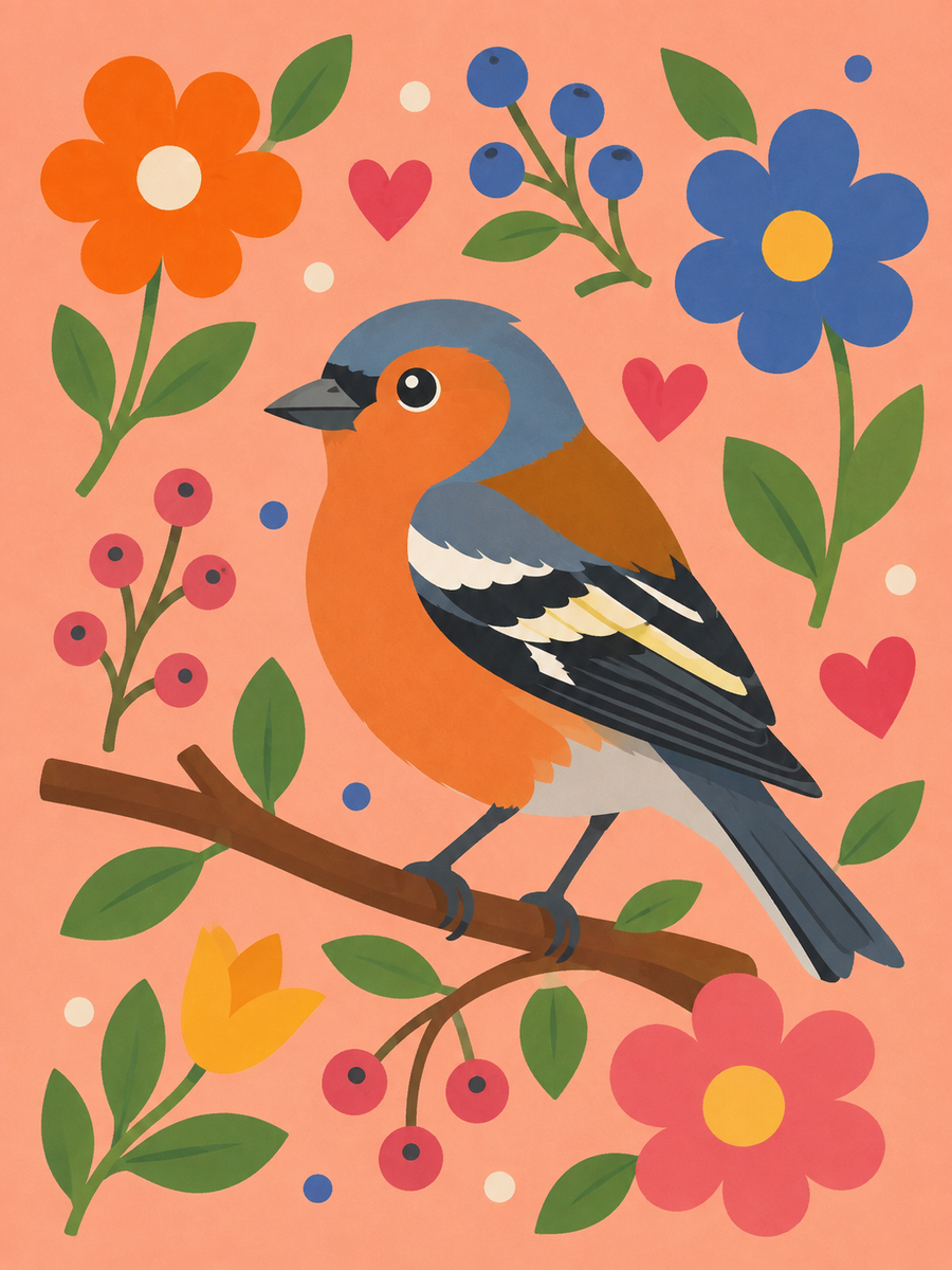 spring chirping, set of 4 - Mini paint by numbers