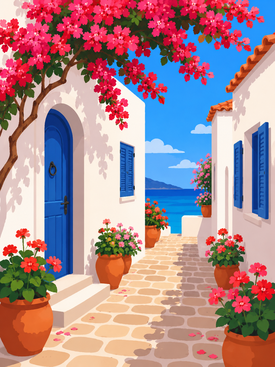 Greek summer, set of 4 - Mini paint by numbers