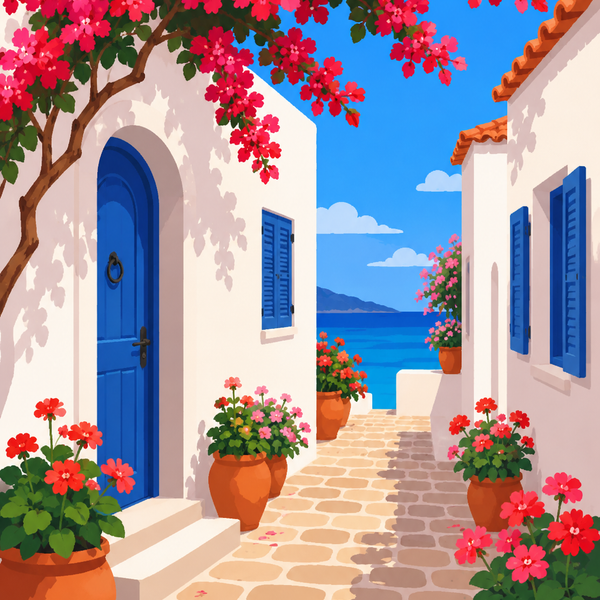 Greek summer, set of 4 - Mini paint by numbers