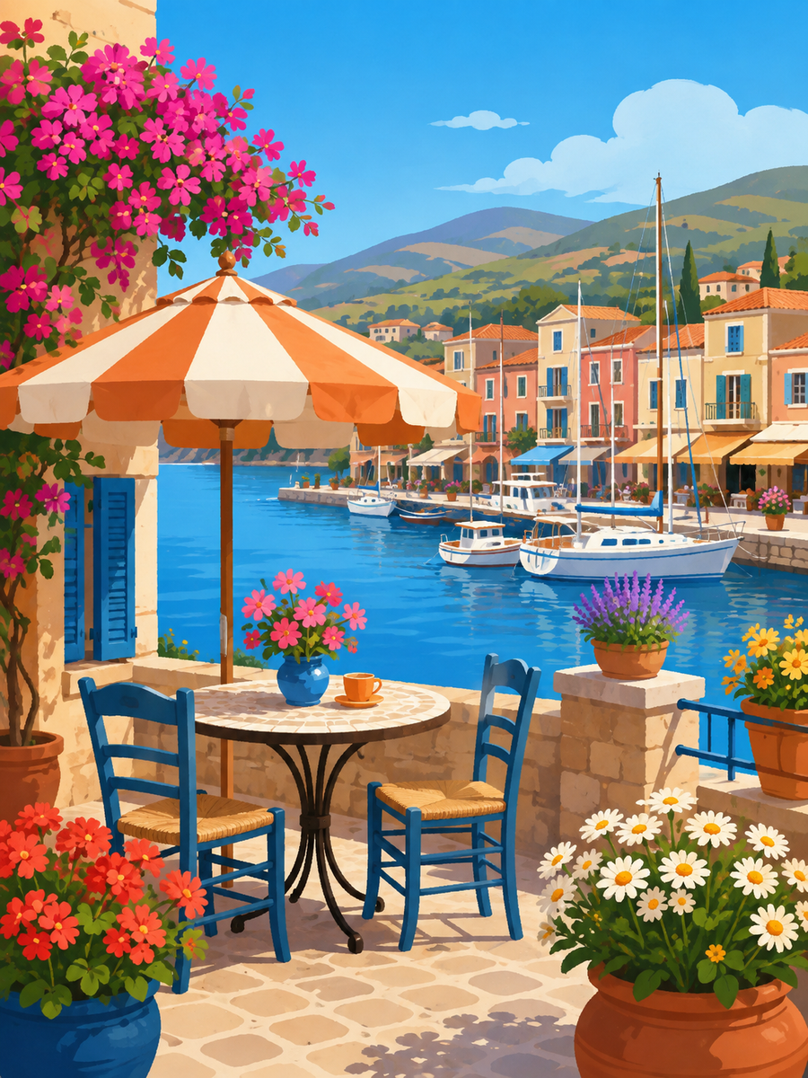 Mediterranean delight, set of 4 - Mini paint by numbers