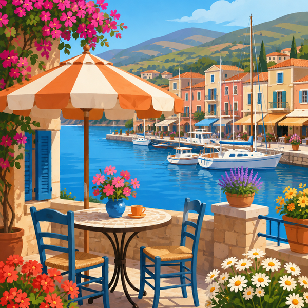 Mediterranean delight, set of 4 - Mini paint by numbers