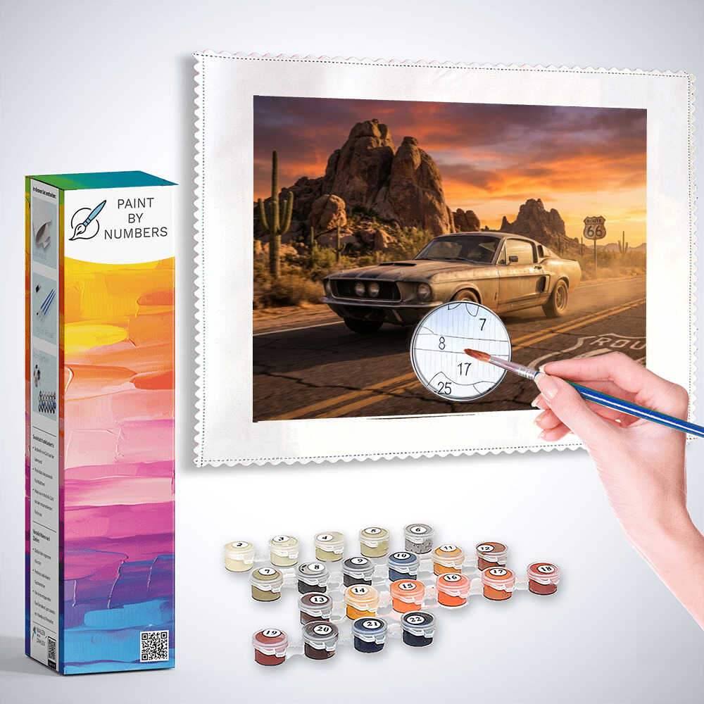 Paint by Numbers - Route 66, Freedom at Sunset