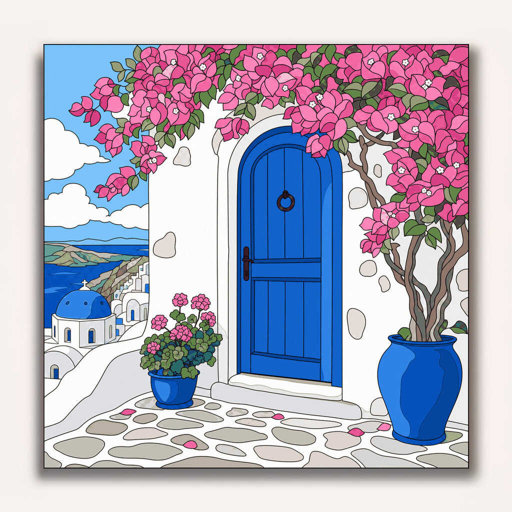 Paint by Numbers - Mediterranean daylight – longing for Santorini