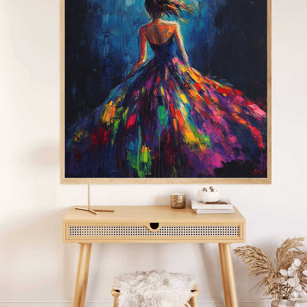 Paint by Numbers - Woman with neon rainbow dress