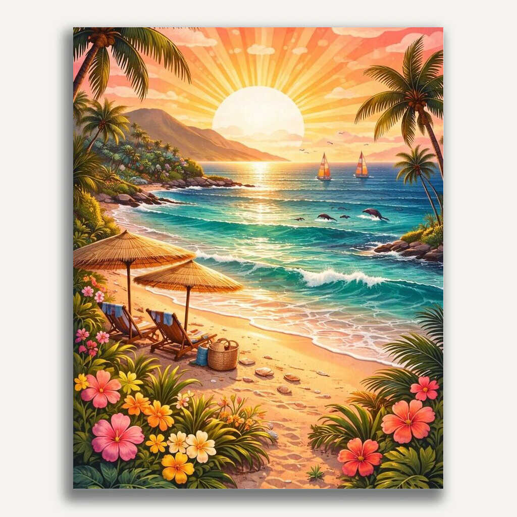 Paint by Numbers - Sun magic on paradise beach