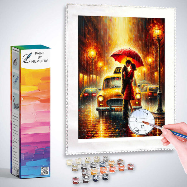 Man with woman, umbrella - Paint by Numbers