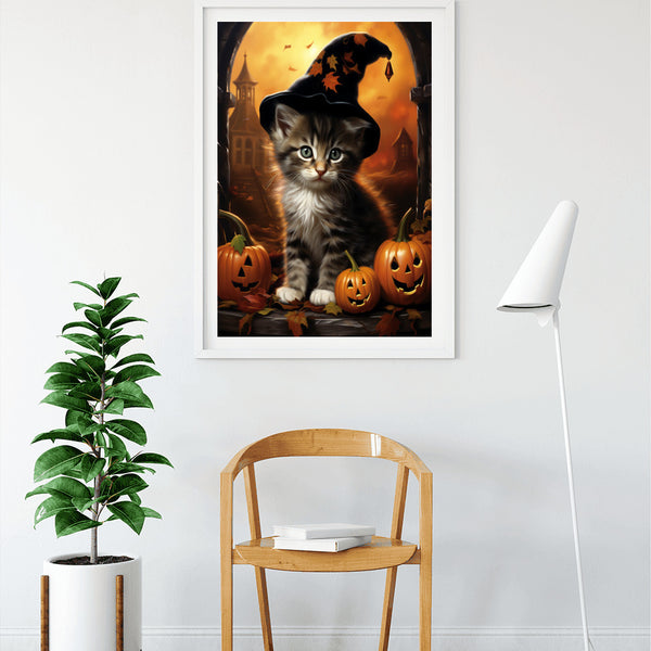 Paint by Numbers - Kitten with hat, Halloween