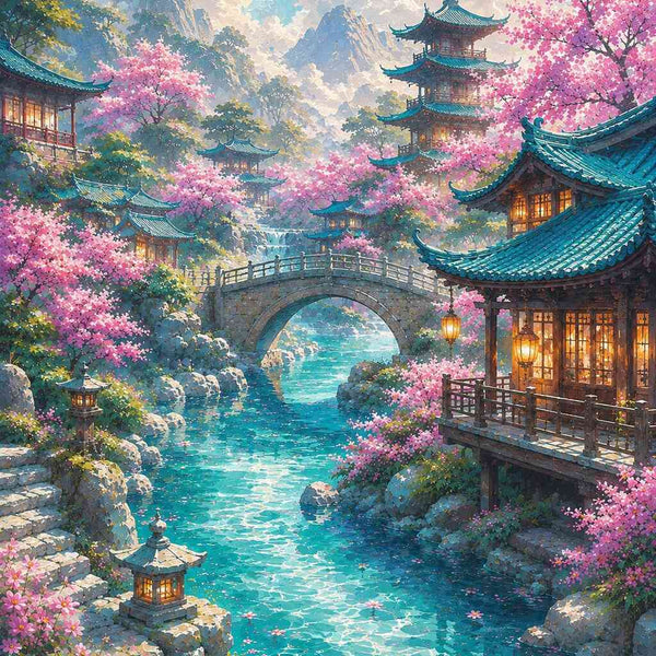 Paint by Numbers - Springtime magic in the cherry blossom valley