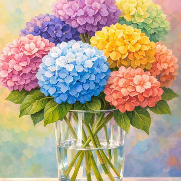 Paint by Numbers - Rainbow bouquet, hydrangea