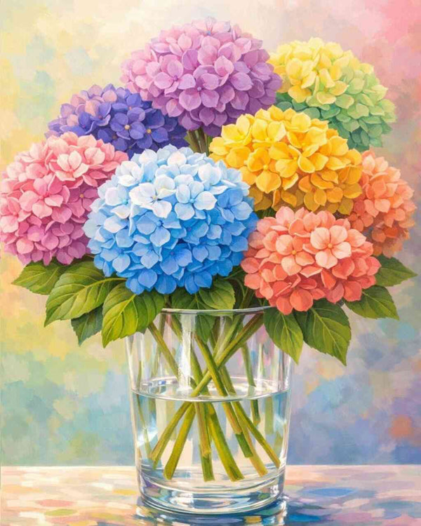 Paint by Numbers - Rainbow bouquet, hydrangea