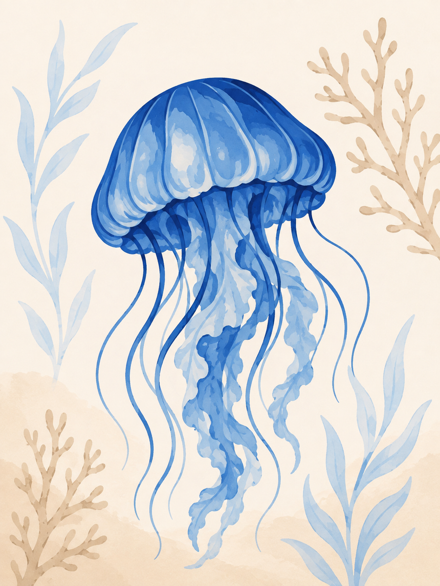 Blue ocean, set of 4 - Mini paint by numbers