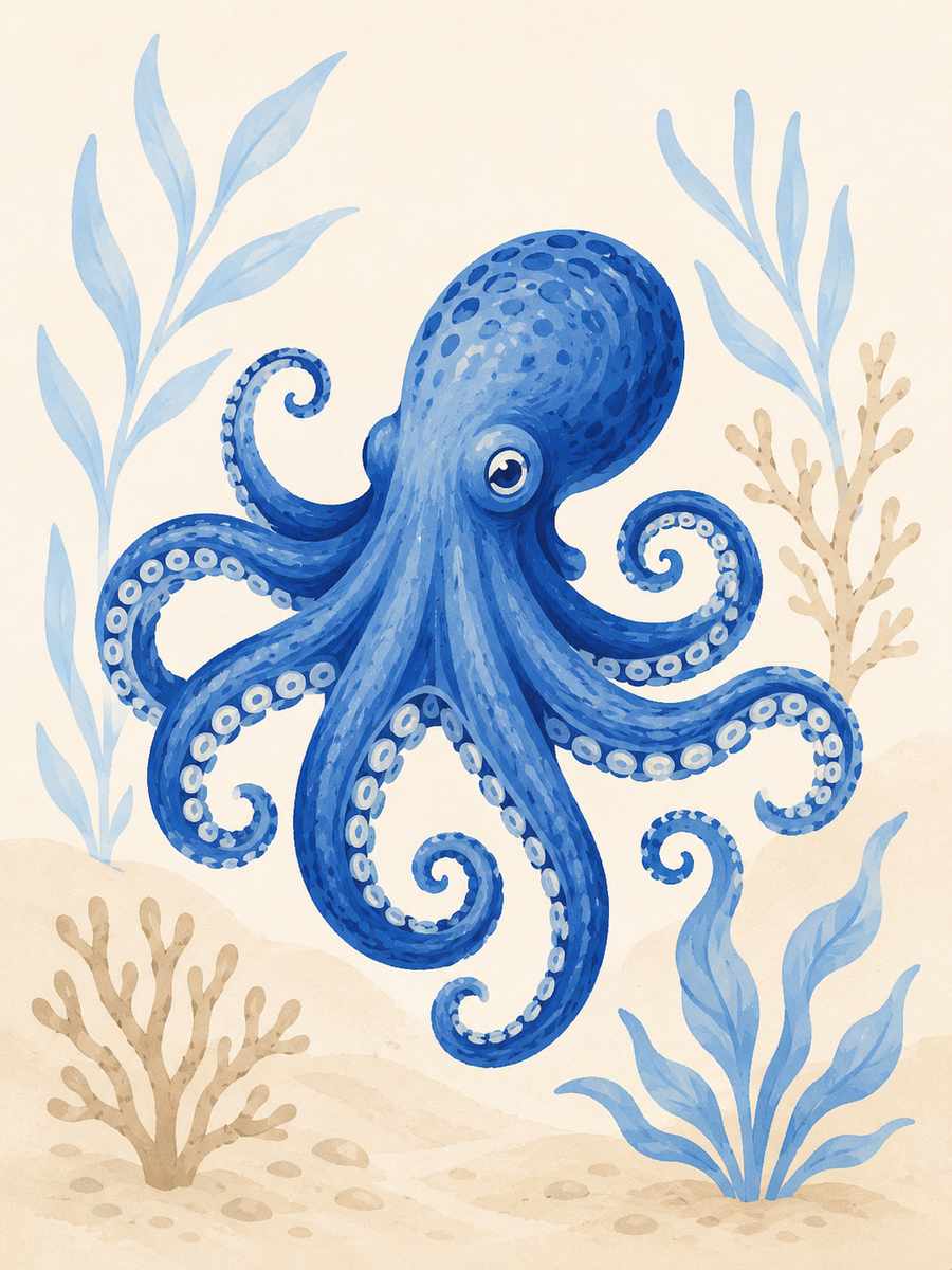 Blue ocean, set of 4 - Mini paint by numbers