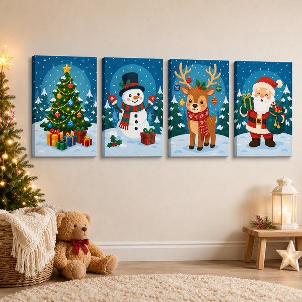christmas, set of 4 - Mini paint by numbers