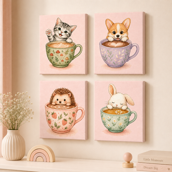Coffee lovers, set of 4 - Mini paint by numbers