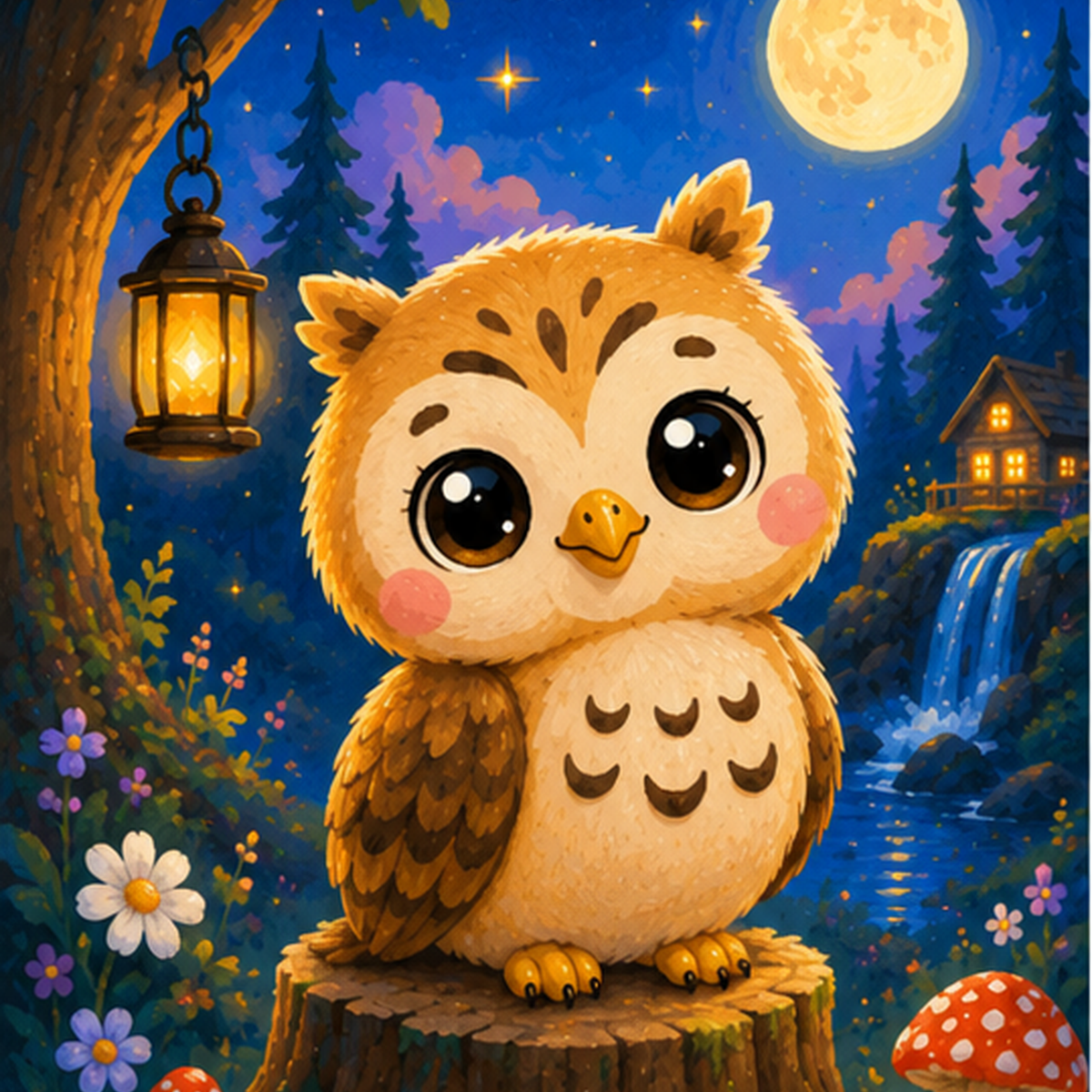Moonlight forest, set of 4 - Mini paint by numbers