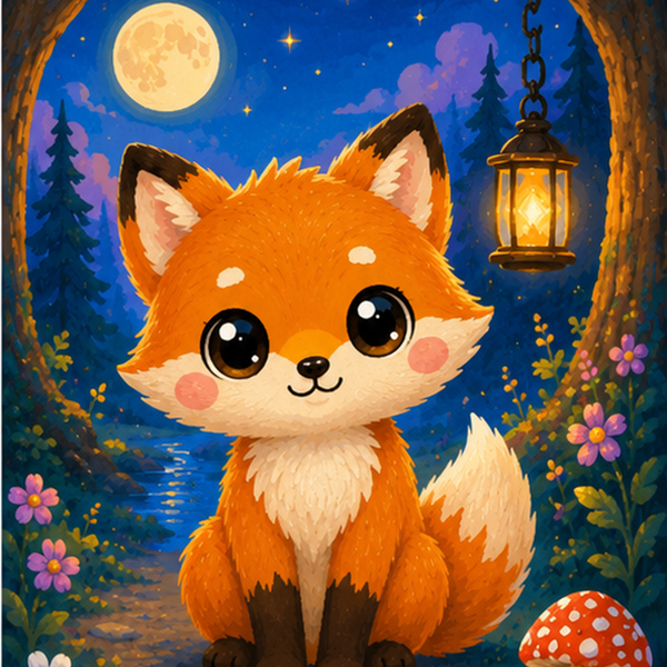 Moonlight forest, set of 4 - Mini paint by numbers