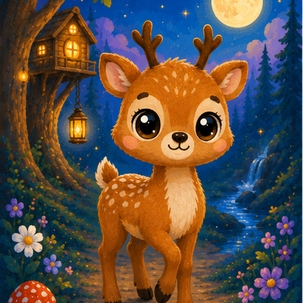 Moonlight forest, set of 4 - Mini paint by numbers