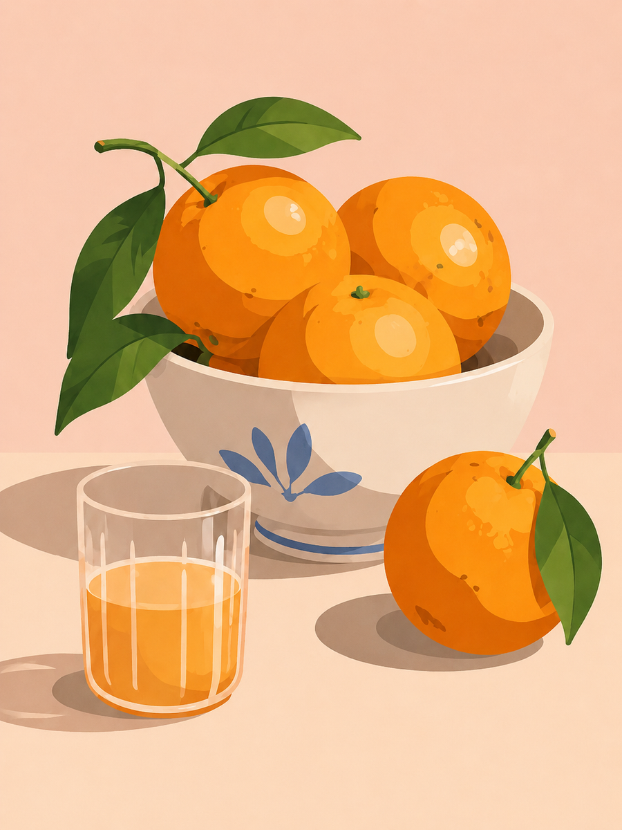 Summer orange, set of 4 - Mini paint by numbers