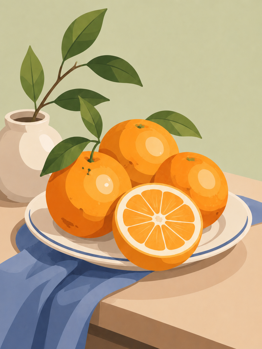 Summer orange, set of 4 - Mini paint by numbers