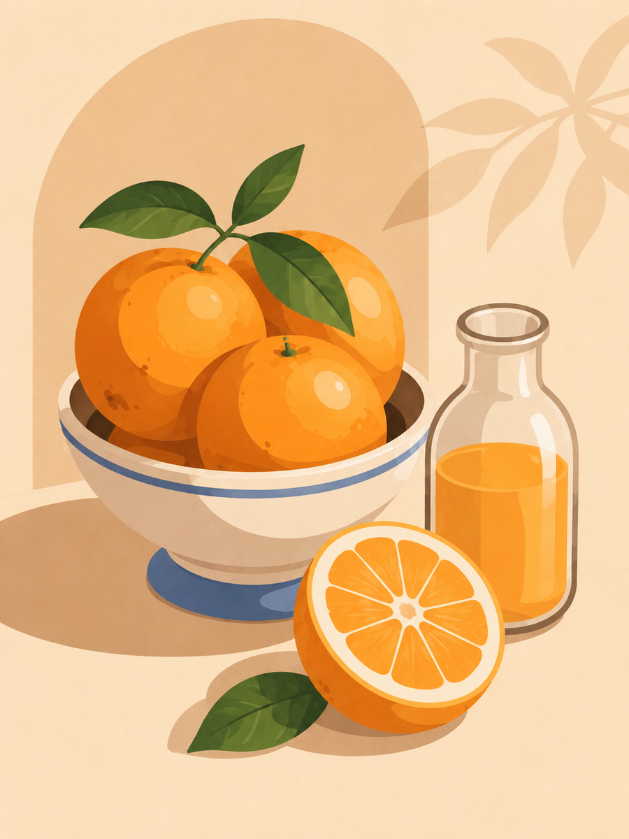 Summer orange, set of 4 - Mini paint by numbers