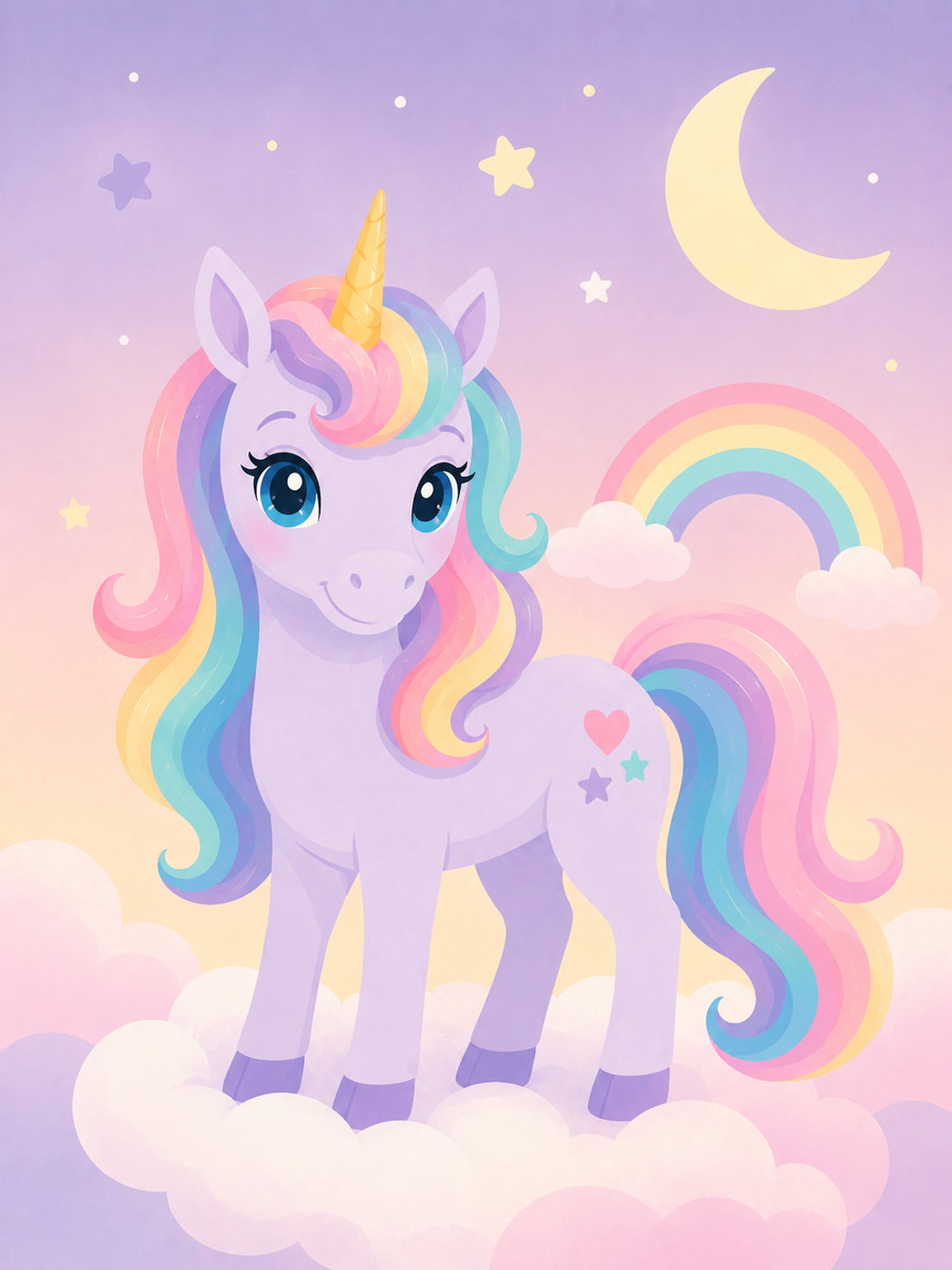 Unicorn rainbow, set of 4 - Mini paint by numbers