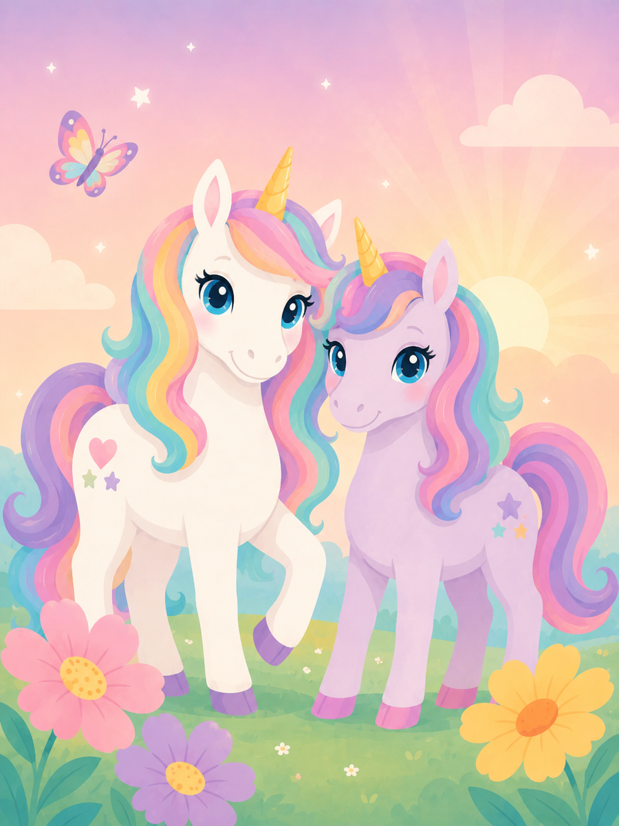Unicorn rainbow, set of 4 - Mini paint by numbers
