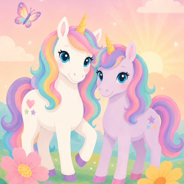 Unicorn rainbow, set of 4 - Mini paint by numbers