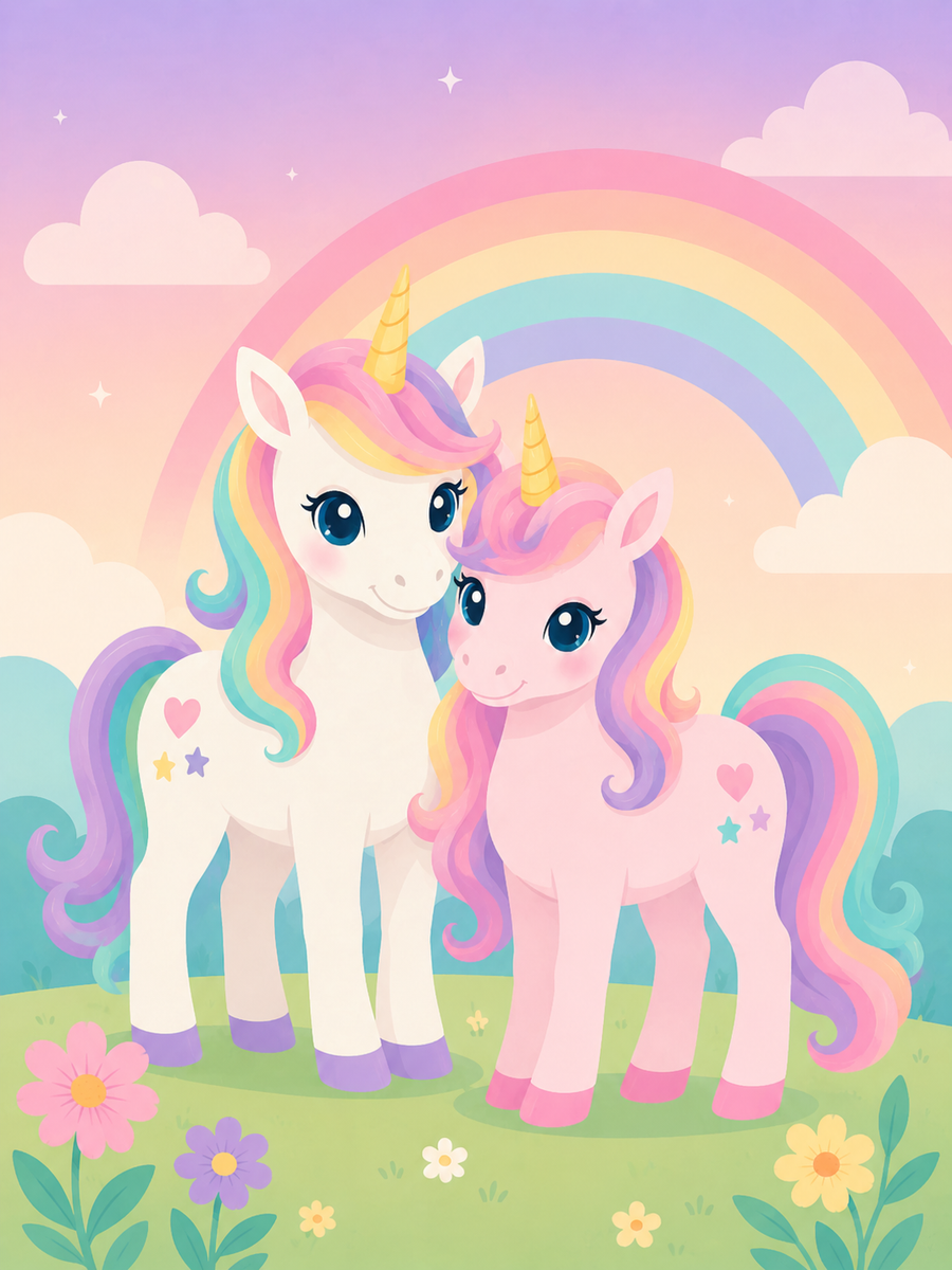 Unicorn rainbow, set of 4 - Mini paint by numbers