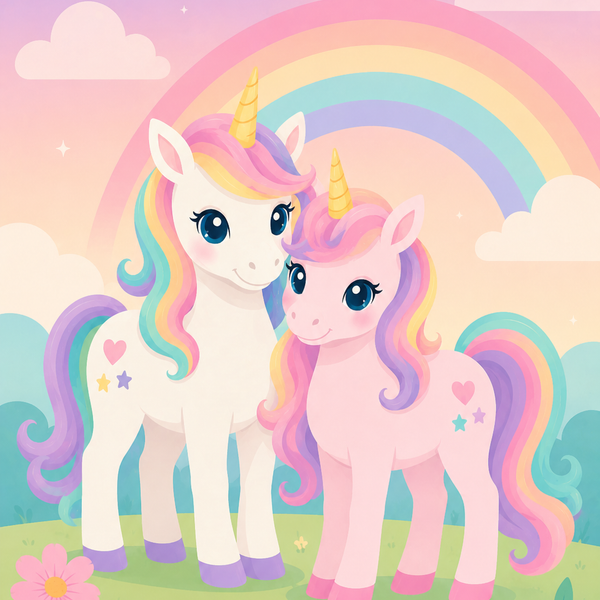 Unicorn rainbow, set of 4 - Mini paint by numbers