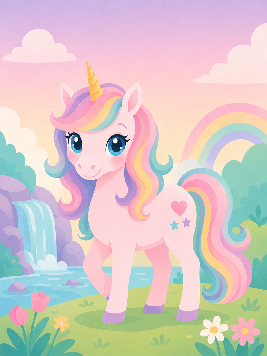 Unicorn rainbow, set of 4 - Mini paint by numbers