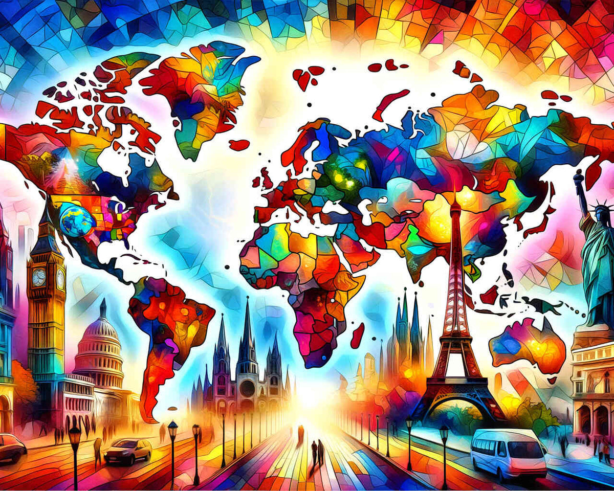 Paint by Numbers - World Map Sights Colored
