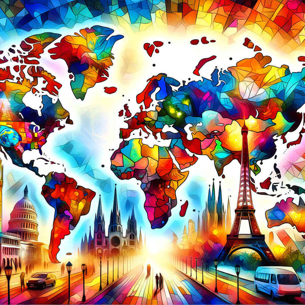 Paint by Numbers - World Map Sights Colored
