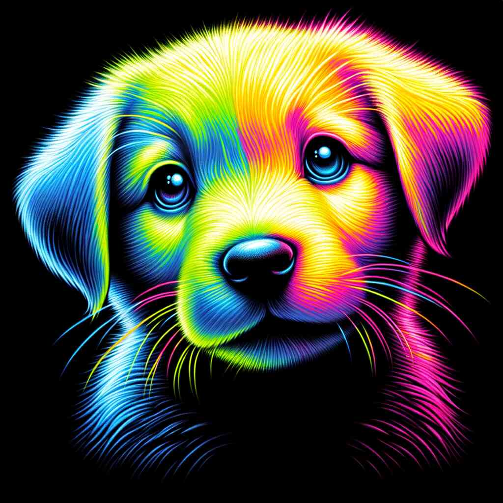 Paint by Numbers - Colorful Awakening: A curious puppy with vibrant, expressionistic colors creating an emotional connection.