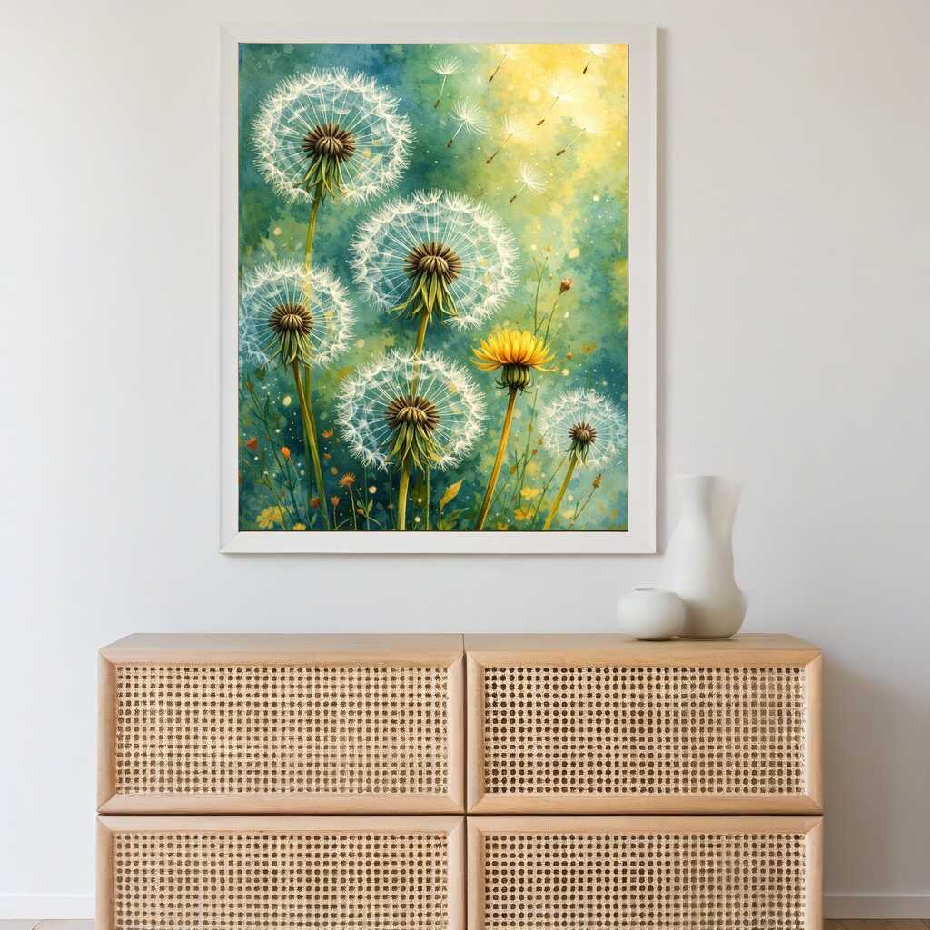 Paint by Numbers - Dandelions in green
