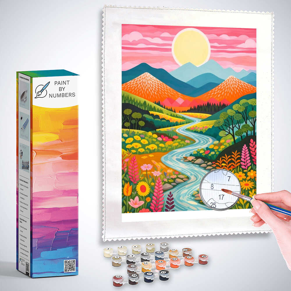 Paint by Numbers - Sunshine magic in the valley of flowers