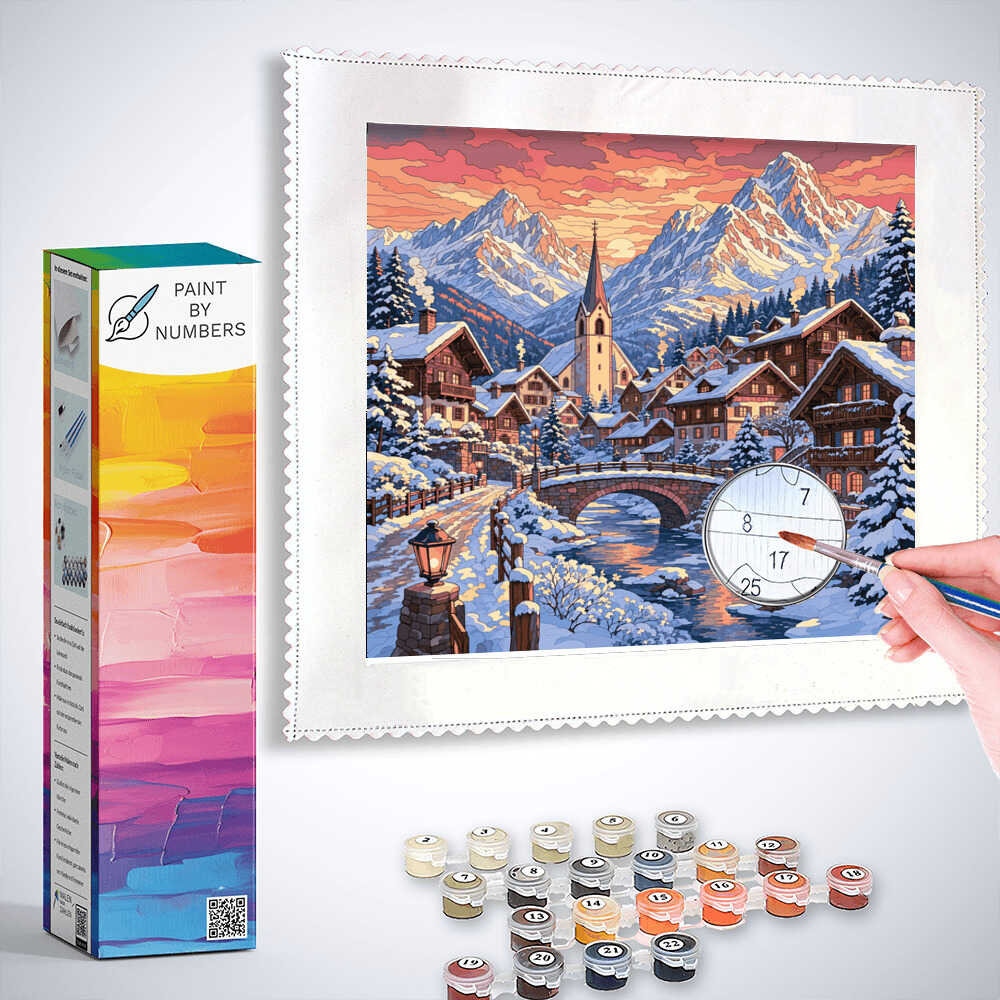 Paint by Numbers - Winter mountain idyll – the magic of the evening