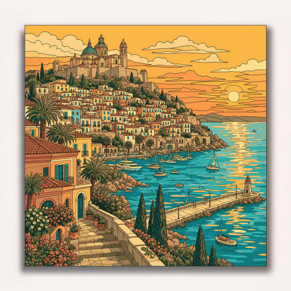 Paint by Numbers - Sunset over the Mediterranean paradise