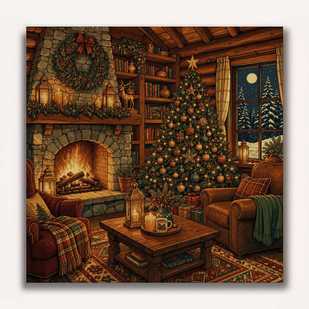 Paint by Numbers - Winter magic by the fireplace