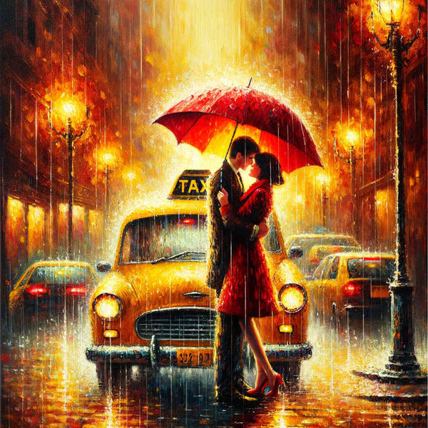 Man with woman, umbrella - Paint by Numbers