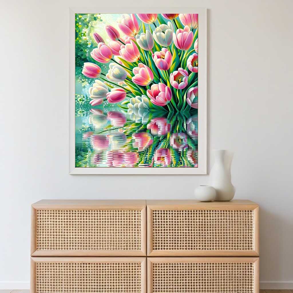 Paint by Numbers - Tulip bouquet, water