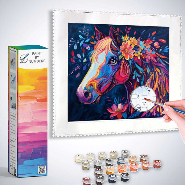 Paint by Numbers - Colors of the Wild Heart, Horse with Flowers